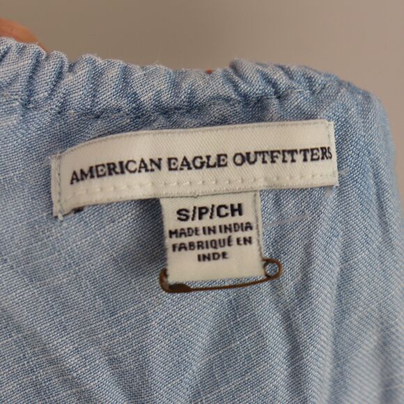 American Eagle denim one shoulder top Small - Picture 5 of 6